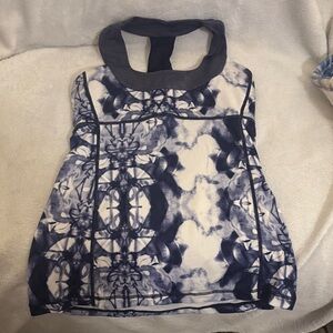 lululemon athletica Denim Navy and White Printed Halter Tank